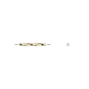 Bead, gold-plated brass, 13x1mm twisted square tube. Sold per pkg of 20.
