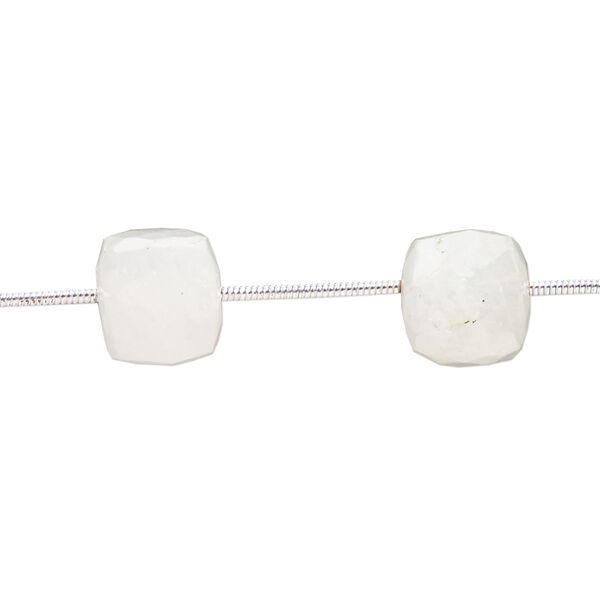 Rainbow moonstone 1pkg7, hand-cut faceted cube bead natural C grade, 9-10mm image number 0