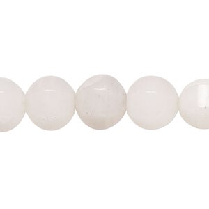 Snow quartz 1pkg1, 6-sided round bead natural, 15 inch 10-11mm