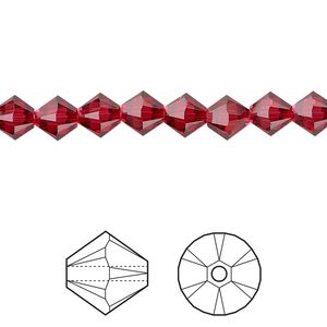 Bead 360pk scarlet, Swarovski® 6mm XILION bicone 5328