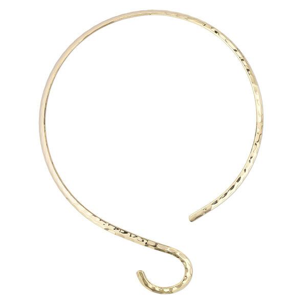 Neckwire, gold-plated brass, 5mm flat with hammered curve, 15 inches. Sold individually. image number 0