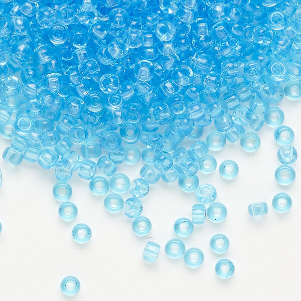 Seed bead, Miyuki, glass, pkg/250g, #8 rocaille, transparent aqua (RR-148). image number 0