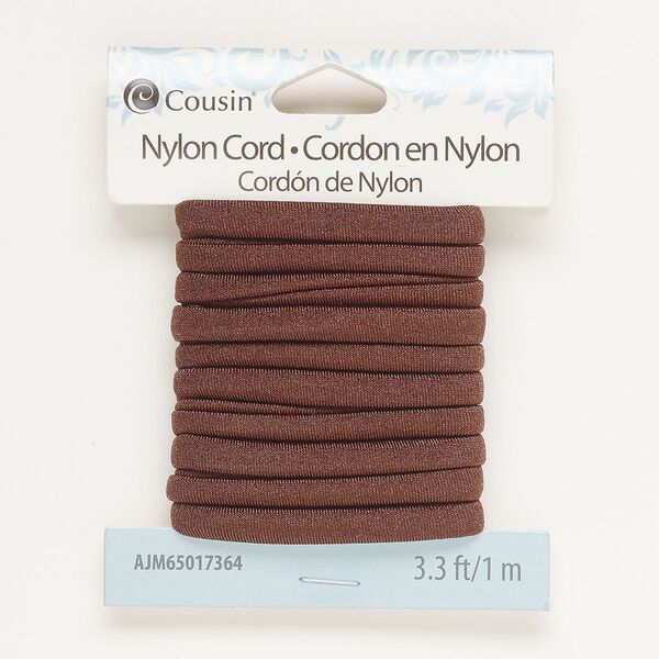 Cord, nylon, brown, 6mm flat. Sold per pkg of 1 meter. image number 0
