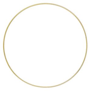 Beading hoop, gold-finished steel, 9-inch closed round. Sold per pkg of 2.