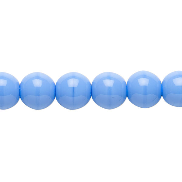 Bead, Czech glass druk, opaque light blue, 10mm round. Sold per 15-1/2" to 16" strand. image number 0