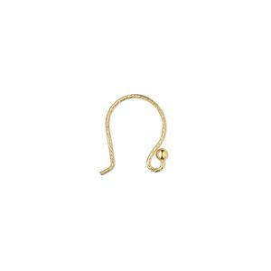 Ear wire fishhook 1pkg2 sterling silver, 13mm diamond-cut / 2mm ball / open loop, 21 gauge "vermeil" 1 pair