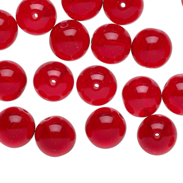 Czech glass 1pkg40, round druk bead transparent ruby red 10mm image number 0