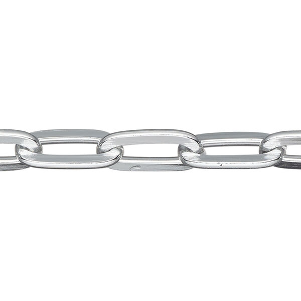 Chain, anodized aluminum, silver, 7.7mm paperclip. Sold per pkg of 25 feet. image number 0