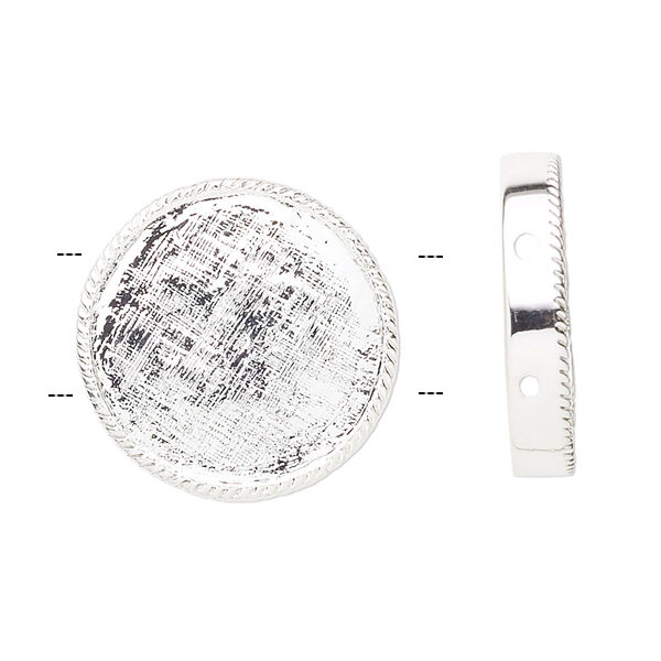 Spacer, silver-plated pewter (tin-based alloy), 21mm 2-strand round. Sold per pkg of 8. image number 0