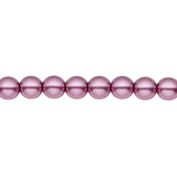 Bead, Czech pearl-coated glass druk, opaque lilac, 6mm round. Sold per 15-1/2" to 16" strand. image number 0