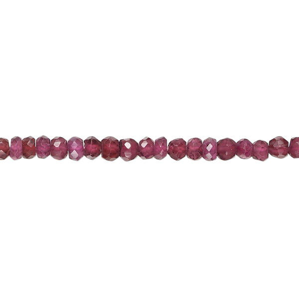 Rhodolite garnet 1pkg1, hand-cut faceted rondelle bead, 13 inch 3x2mm-4x3mm image number 0