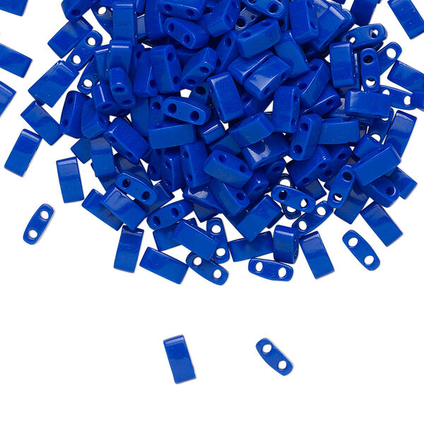Seed bead, TILA®, glass, pkg/40g, 5x2.3mm half tila rectangle, opaque cobalt blue, (HTL-414). image number 0
