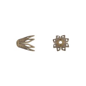 Bead cap, antiqued brass, 9x8mm fancy star, fits 8-10mm bead. Sold per pkg of 50.