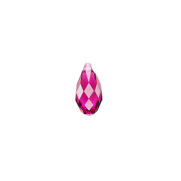 Briolette 2pk fuchsia, Crystal Passions® 13x6.5mm pendant drop 6010 image number 0