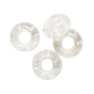 Bead, lampworked glass, transparent clear, 14x8mm rondelle. Sold per pkg of 4.