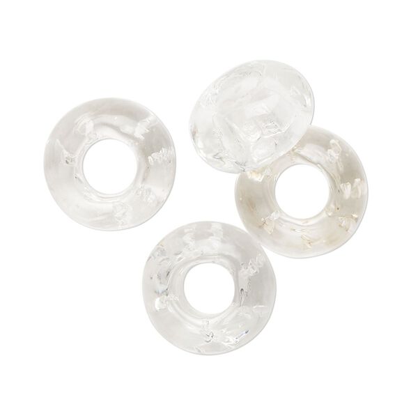 Bead, lampworked glass, transparent clear, 14x8mm rondelle. Sold per pkg of 4. image number 0
