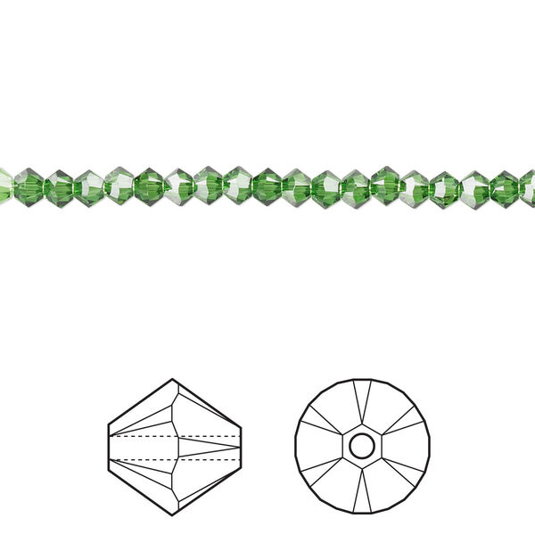 Bead 48pk fern green, Crystal Passions® 3mm bicone 5328 image number 0