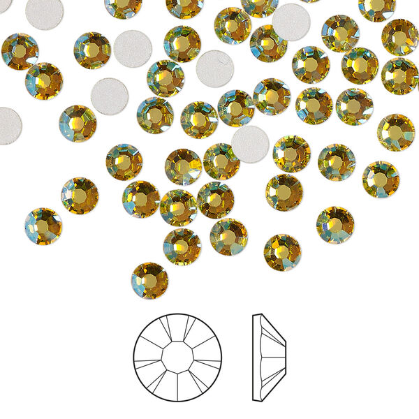 Flat back 1440pk acid yellow AB foil back, Preciosa MAXIMA Czech crystal rhinestone 3.8-4mm chaton rose round SS16 image number 0