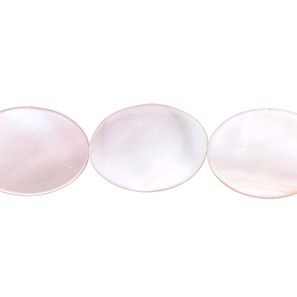 Bead, shell (dyed / assembled), pink, 18x13mm flat oval. Sold per 15" to 16" strand. image number 0