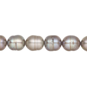 Freshwater pearl 1pkg1, rice, 15 inch silver peacock 8mm cultured
