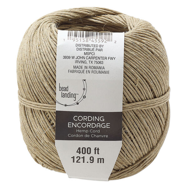 Cord hemp 1pk 1.5mm round, tan 400 foot image number 0