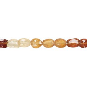 Hessonite garnet 1pkg1, hand-cut faceted puffed oval bead natural 13 inch 6x5mm-8x6mm