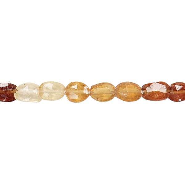 Hessonite garnet 1pkg1, hand-cut faceted puffed oval bead natural 13 inch 6x5mm-8x6mm image number 0