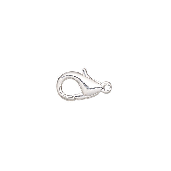 Clasp, lobster claw, silver-plated brass, 13x8mm. Sold per pkg of 100. image number 0