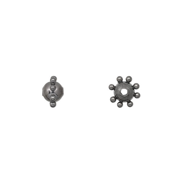 Bead, gunmetal-plated steel, 7x5mm studded round. Sold per pkg of 10. image number 0