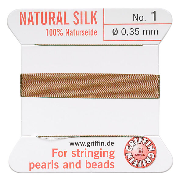 Thread, Griffin, silk, cornelian, size #1. Sold per 2-meter card (approximately 78 inches). image number 0