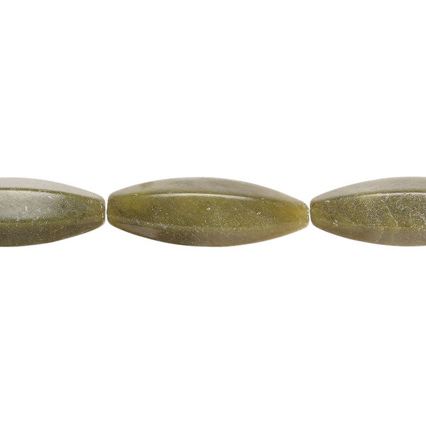 Olive new "jade" 1pkg1, 6-sided long oval bead natural, 15 inch 40x13mm-41x14mm image number 0
