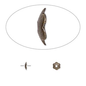 Bead cap, antique gold-plated brass, 4x1mm scalloped round, fits 4-6mm bead. Sold per pkg of 500.