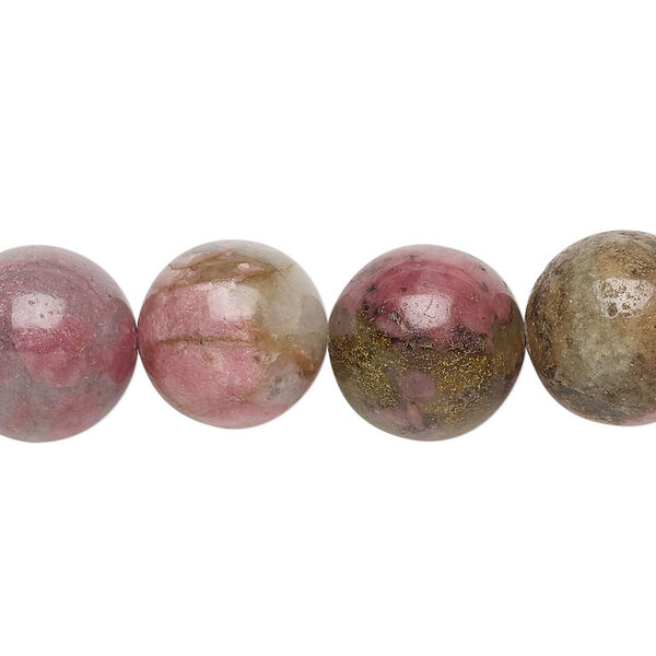 Bead, rhodonite (natural), 14mm, D grade, Mohs hardness 5-1/2 to 6-1/2. Sold per 15" to 16" strand. image number 0