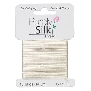 Thread, Purely Silk™, ecru, size FF. Sold per 16-yard card.