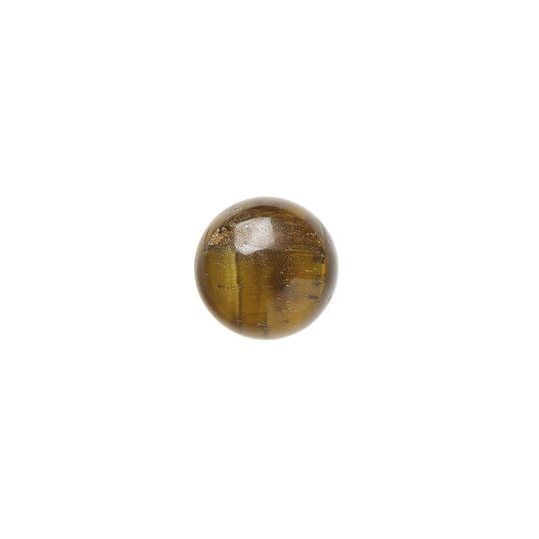 Cabochon, tigereye (natural), 10mm calibrated round, B grade, Mohs hardness 7. Sold per pkg of 10. image number 0