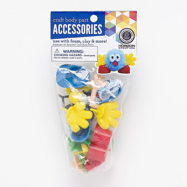 Embellishment mix, plastic, multicolored, 20x9mm-70x50mm assorted shape. Sold per 26-piece set. image number 0