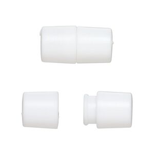 Clasp breakaway 1pkg50, 20.5x10.5mm round tube / safety lanyard clasp / fits 4mm cord, polyoxymethylene / opaque white 1-strand