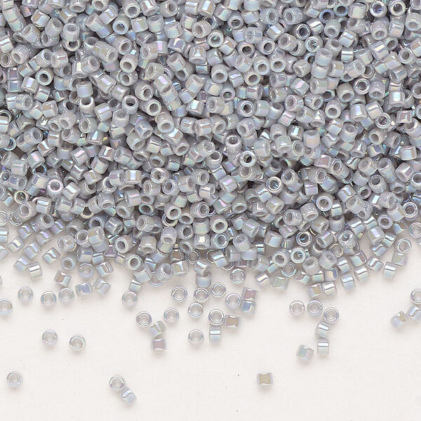 Seed bead, Delica®, glass, pkg/7.5g, #11 round, opaque rainbow ghost grey (DB-1579). image number 0