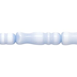 Bead, cat's eye glass (fiber optic glass), light blue, 26x6mm-26x7mm bamboo. Sold per 15-inch strand, approximately 15 beads.