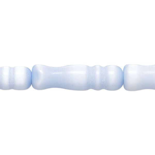 Bead, cat's eye glass (fiber optic glass), light blue, 26x6mm-26x7mm bamboo. Sold per 15-inch strand, approximately 15 beads. image number 0
