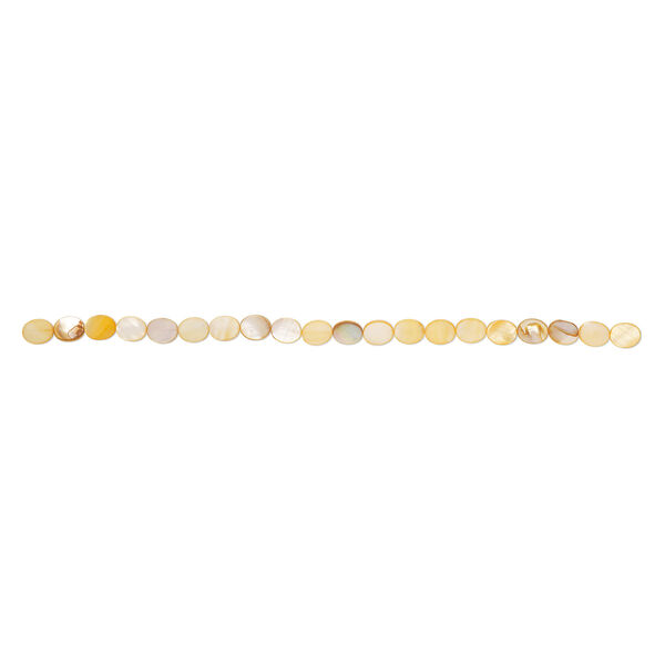 Mother-of-pearl shell 1pkg1, flat oval bead 15 inch light orange 12x10mm image number 1