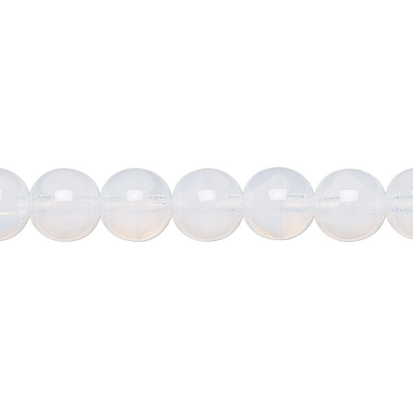 Bead, Preciosa, Czech glass druk, translucent white opal, 8mm round. Sold per 15-1/2" to 16" strand. image number 0