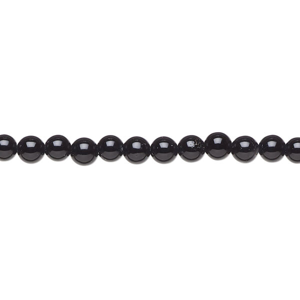 Bead, black onyx (dyed), 4mm round, A- grade, Mohs hardness 6-1/2 to 7. Sold per 15-1/2" to 16" strand. image number 0