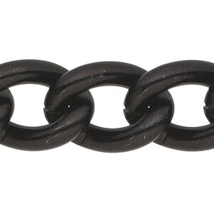 Chain 1pkg1 curb, 16mm, aluminum / anodized black 5 foot unfinished