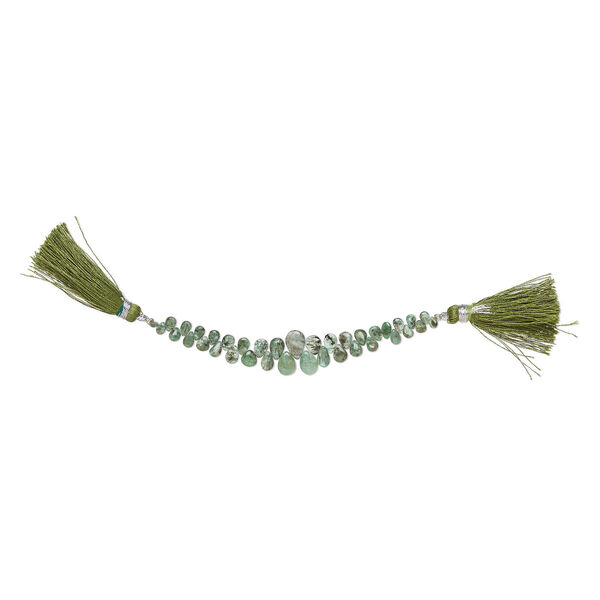 Emerald 1pkg1, top-drilled puffed teardrop bead, 4 inch graduated 5x3mm-9x6mm light image number 1