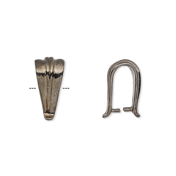 Bail, ice-pick, gunmetal-plated brass, 14.5x7.5mm triangle, 10mm grip length. Sold individually. image number 0