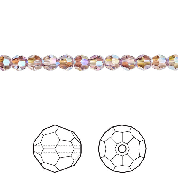 Bead 12pk light amethyst shimmer 2X, Crystal Passions® 4mm round 5000 image number 0