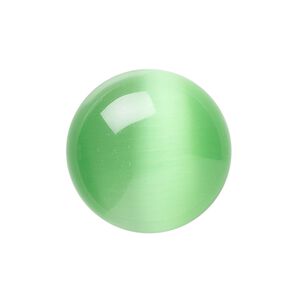 Cabochon, cat's eye glass (fiber optic glass), green, 8mm calibrated round, quality grade. Sold per pkg of 10.