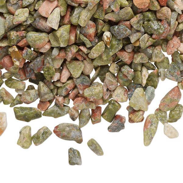 Inlay chip, unakite (natural), mini undrilled tumbled polished chip, Mohs hardness 6 to 7. Sold per 2-ounce pkg. image number 0