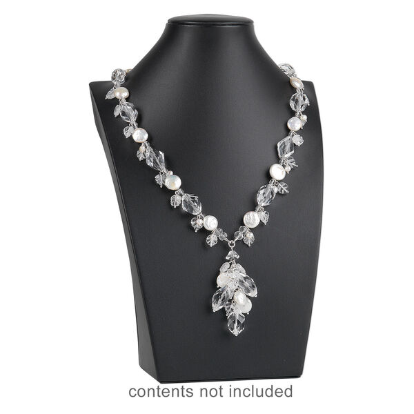 Display, necklace, leatherette, black, 10 x 6-1/2 x 3-3/4 inches. Sold individually. image number 1